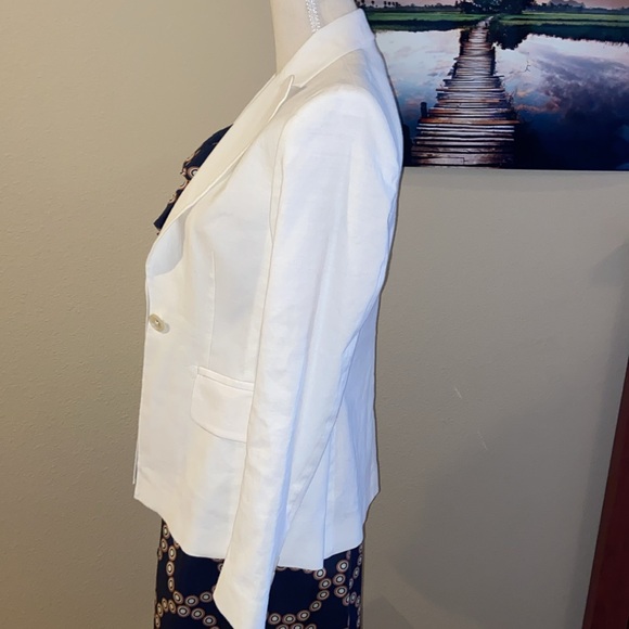 LINEN Blend Banana Republic Blazer Suit Jacket Sport Coat Stretch Cream White 4 - Picture 12 of 16